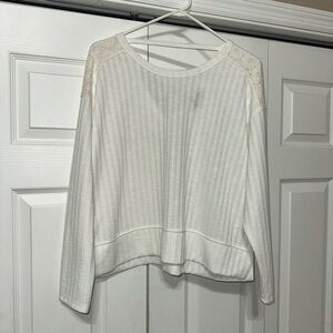 NWT Francesca's Collections White Lace Accent Blouse